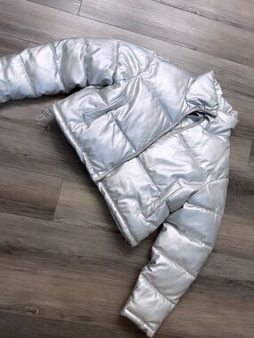 7 For All Mankind Silver Quilted Jacket
